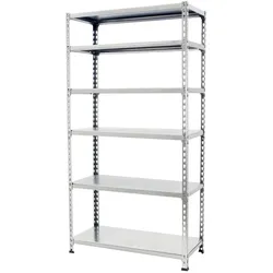 SimonRack Metallregal, 2500x1100x300 mm, 6 Ebenen, Metallboden, 200 kg Biegepunkt, Verzinkt - Simonclick
