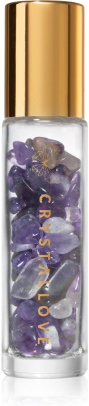 Crystallove Amethyst Oil Bottle roll-on with crystals refillable 10 ml