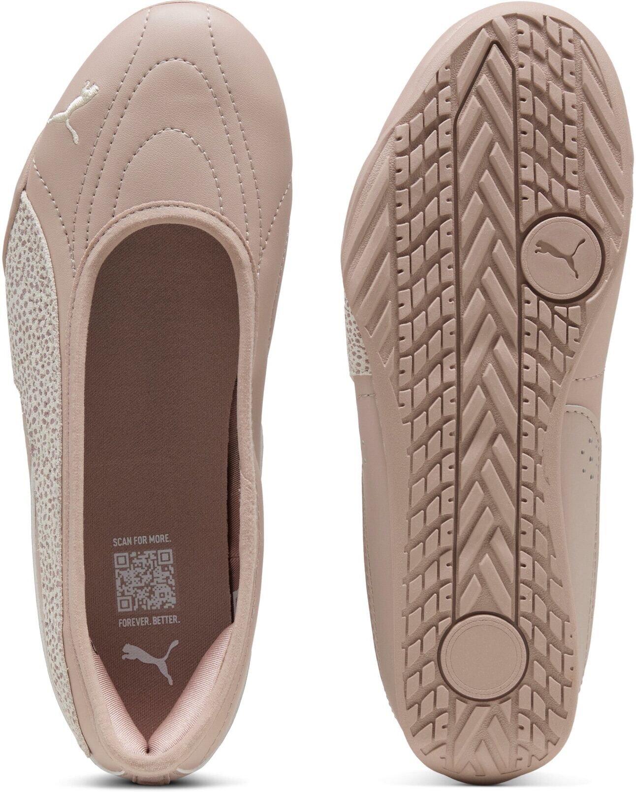 Sneaker PUMA "CATCH SOLEIL BALLERINA TOPCAT", Damen, Gr. 39, Textil, beige (rose latte, frosted ivory, puma gold), Synthetik, Schuhe Sneaker, mit Leo-Print, mit Schnürung, mit profilierter Gummi-Laufsohle