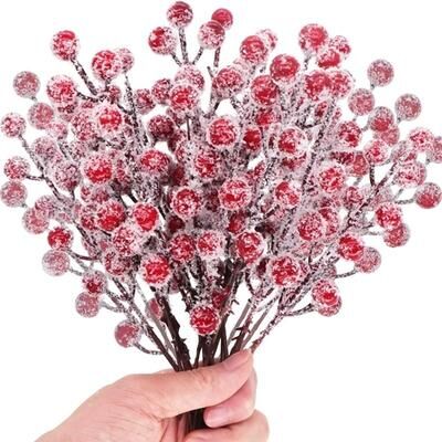 Uplifted Goods 5 Or 10 Piece Christmas Snowflake Red Berry Branch Decorations red 5pcs