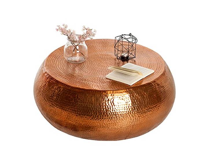 Couchtisch ORIENT 80cm - kupfer - Metall - handgefertigt Beistelltisch Montiert, hochwertig, Beistelltisch, stabile Konstruktion, Hammerschlag-Optik, Unikat