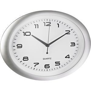 Alco Wanduhr 186-10, Kunststoff, analog, Quarzuhr, 40 x 30 cm, silber