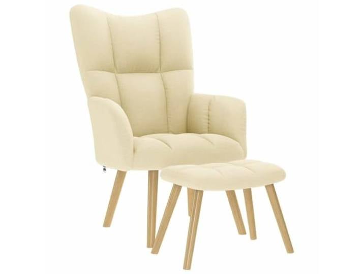 NLQMSU Relaxsessel mit Fußhocker, cremefarben, Polyestergewebe Robuster Metallholzrahmen, dick gepolsterte Sitzfläche, bequeme Rückenlehne, vielseitiger Sitzsack, für Wohnzimmer oder