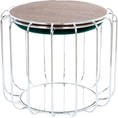 Beistelltisch KAYOOM "Pouf Comfortable 110, abnehmbares und wendbares Oberteil", grün (dunkelgrün, silber, silber), B:50cm H:45cm T:50cm, Eisen, MDF, Samtbezug, Schaumstoff, Spiegel, Tische, Beistelltisch, praktisch umzuwandeln in Tisch oder Hocker,...