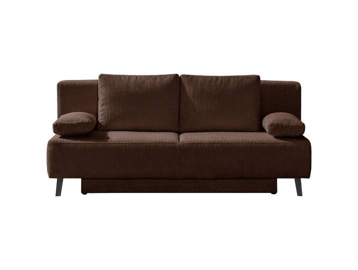 Novel Schlafsofa Spicy, Schlamm, Metall, Uni, 2-Sitzer, Füllung: Polyurethan (Pur), 193x85x88 cm, Fußauswahl, Stoffauswahl, Rücken echt, Wohnzimmer, Sofas & Couches, Schlafsofas, Schlafsofas mit Bettkasten