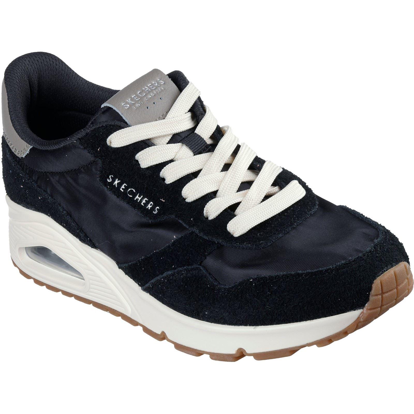 Skechers Uno Vintage Dayz Leren Zwarte Sneakers Voor Dames