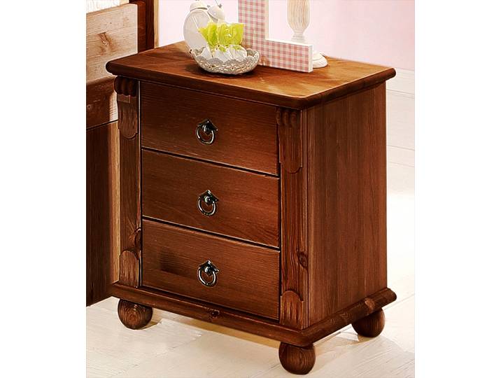 Nachtkommode GOODPRODUCT Tessin , braun (dunkelbraun), B:45cm H:50cm T:38cm, Sideboards, Nachtkommode, aus massiver FSC-zertifizierter Kiefer, mit 3 Schubladen