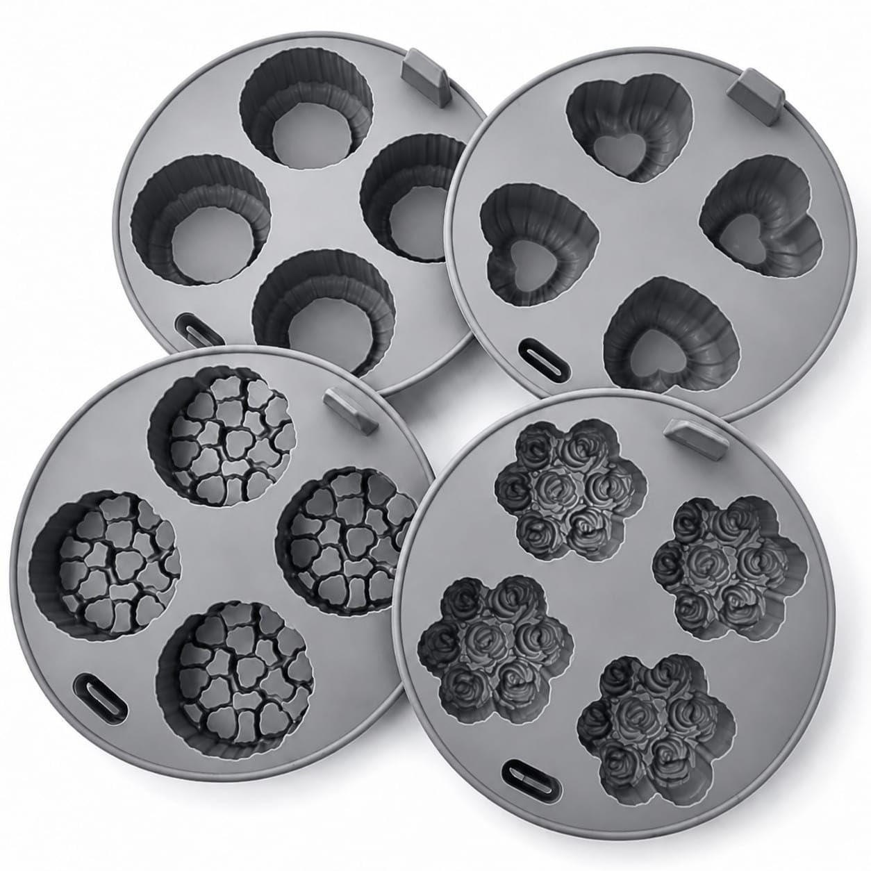 Dripio Set van 4 siliconen bakvormen, diameter 19 cm, geschikt voor heteluchtfriteuse en oven