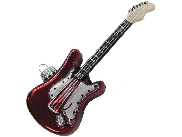 Christbaumschmuck KREBS GLAS LAUSCHA E-Gitarre, Weihnachtsdeko, Christbaumschmuck , weiss (rot, silberfarben, weiß), B:11cm H:12,5cm T:11,5cm, Glas, Weihnachtsbaumschmuck, Christbaumschmuck, mundgeblasen