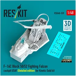 ResKit F-16C Block 50/52 Fighting Falcon cockpit USAF (Detailed edition) (3D Printed) for Kinetic