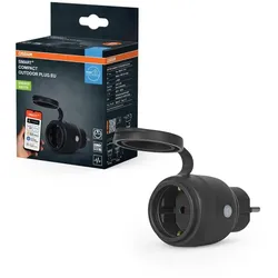 OSRAM SMART+ MATTER Außensteckdose mit Energieverbrauchskontrolle in Schwarz IP44-Schutz, Integration von Geräten ins Smart Home