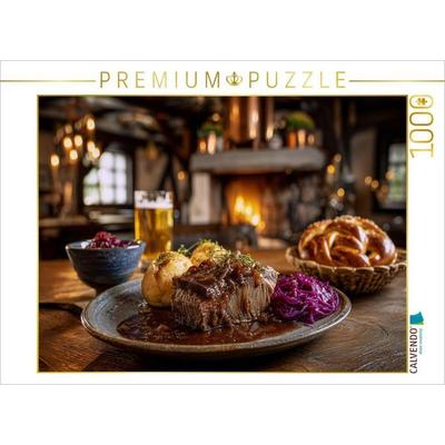 CALVENDO Puzzle Deutschland: Sauerbraten mit Kloßen und Rotkohl | 1000 Teile Lege-Größe 64x48cm Foto-Puzzle für glückliche Stunden