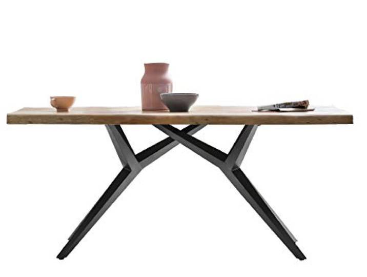 Froschkönig24 26786 Tisch 160x90 Platte Natur, Gestell antikschwarz