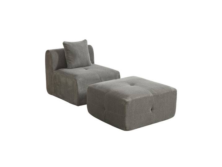 ComfortXL Sessel De-35105 mit Ottoman Grau, 89x75x77 cm, Wohnzimmer, Sessel, Polstersessel