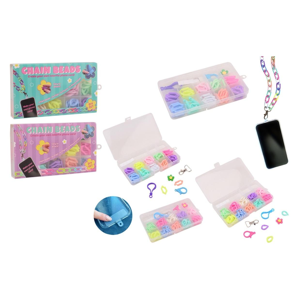 DIY Gliederkette, Handykette 2-fach assortiert (24577)