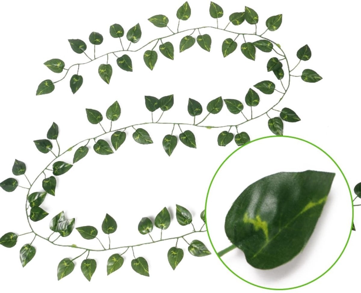 Dailygoods Kunstklimop 12 stuks - Groene hangende kunstplanten voor binnen en buiten - Lengte: 220 cm