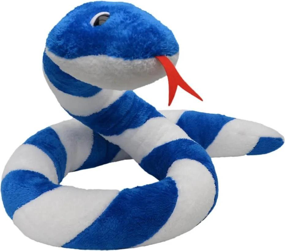 Pluche slang Suk, 250 cm, blauw-wit