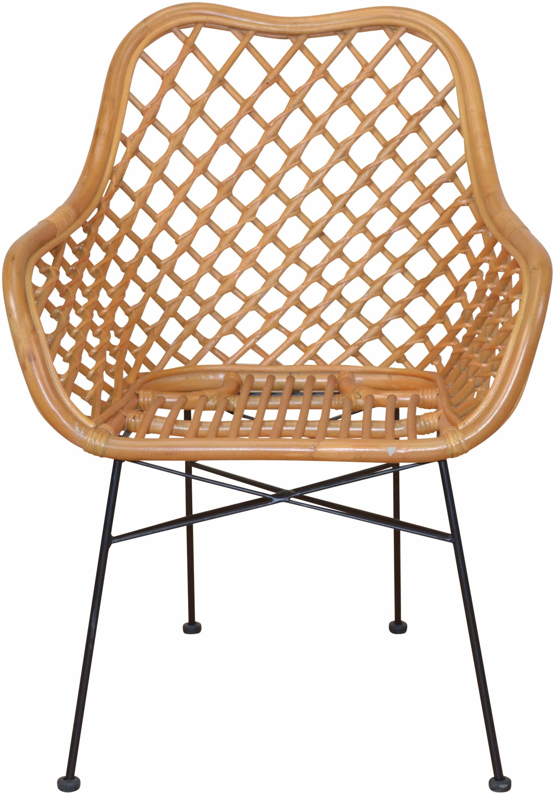 Rattanstuhl HOME AFFAIRE, gelb (honigfarben, schwarz, honigfarben), B:64cm H:90cm T:63cm, Geflecht Rattan, Stühle, Rattanstuhl, ohne Sitzkissen