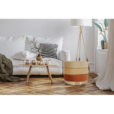 Sitzhocker KAYOOM "Hocker Elyse, Edler Touch durch goldenen Sockel", orange (orange, multi), B:50cm H:42cm T:50cm, Korpus: MDF / Bezug: 100% Polyester (Samt) / Sockel: Edelstahl, Hocker, Sitzhocker, samtweich, hochwertig, Perfekt aufeinander...