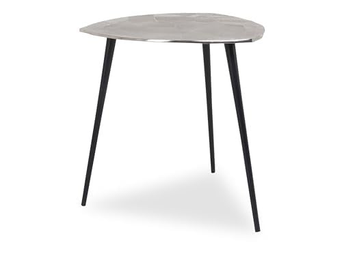 M2 Kollektion Singh ronde salontafel in metaal, zilver/zwart, Diameter: 50 cm, Hoogte: 50 cm