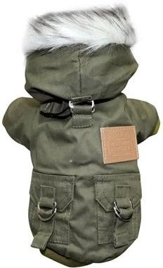 ModernMart Winter Dog Coat For Small To Medium Pets: Thicken Warm Hoodie Jacket Green XL