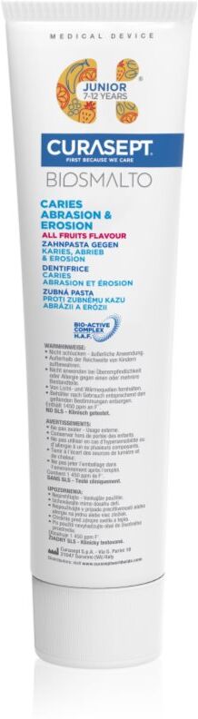 Curasept Biosmalto Junior dentifrice pour enfants All Fruits Flavour 7-12 Years 75 ml