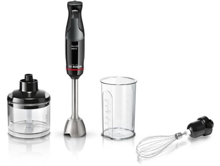 Bosch, staafmixer, ErgoMaster Serie 4, 1000 Watt, dynamische snelheidsregeling, QuattroBlade System, accessoires inbegrepen, MSM4B621