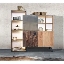 WOLFMÖBEL Highboard City Holz Braun Akazie