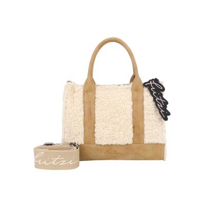 Schultertasche FRITZI AUS PREUSSEN "Fritzi Square Limited Teddy", Damen, Gr. B/H/T: 26cm x 20,5cm x 26cm, beige, Kunstfaser, unifarben, Taschen Schultertasche, mit kuschelig-weicher Oberfläche