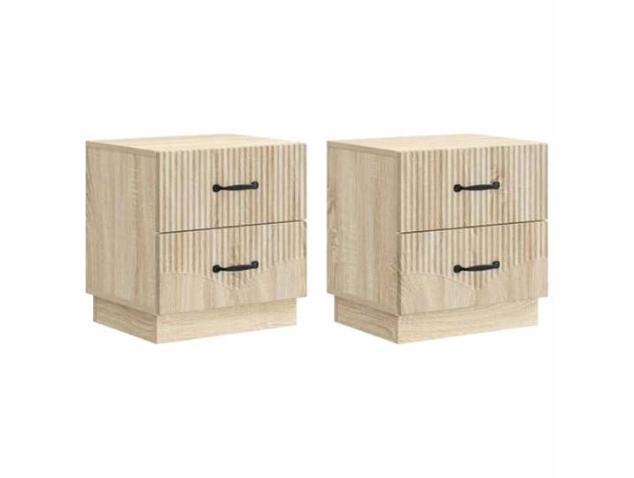 GHVBNMF Nachttisch 2er Set Sonoma-Eiche 43x34,5x44,5cm Holzwerkstoff Praktisches 2er Set Beistelltische mit Stangengriffen für Schlafzimmer und Leseecken.