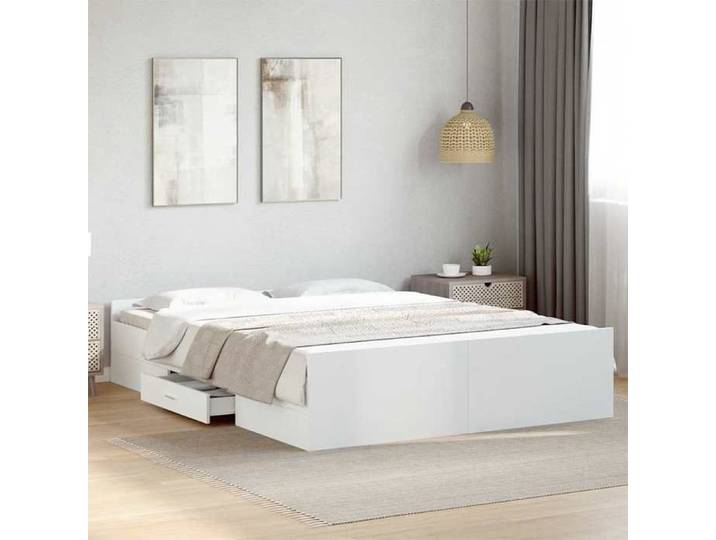 Blanc Cadre de Lit pour 160x200cm Lit Double avec tiroirs - sans matelas - blanc 160x200cm CL1573361