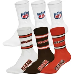 NFL Unisex Socken, 6er Pack - NFL Teams, 6Pack Crew Socks, Football, Logo, Baumwollmischung Cleveland Browns/Weiß / 39-42