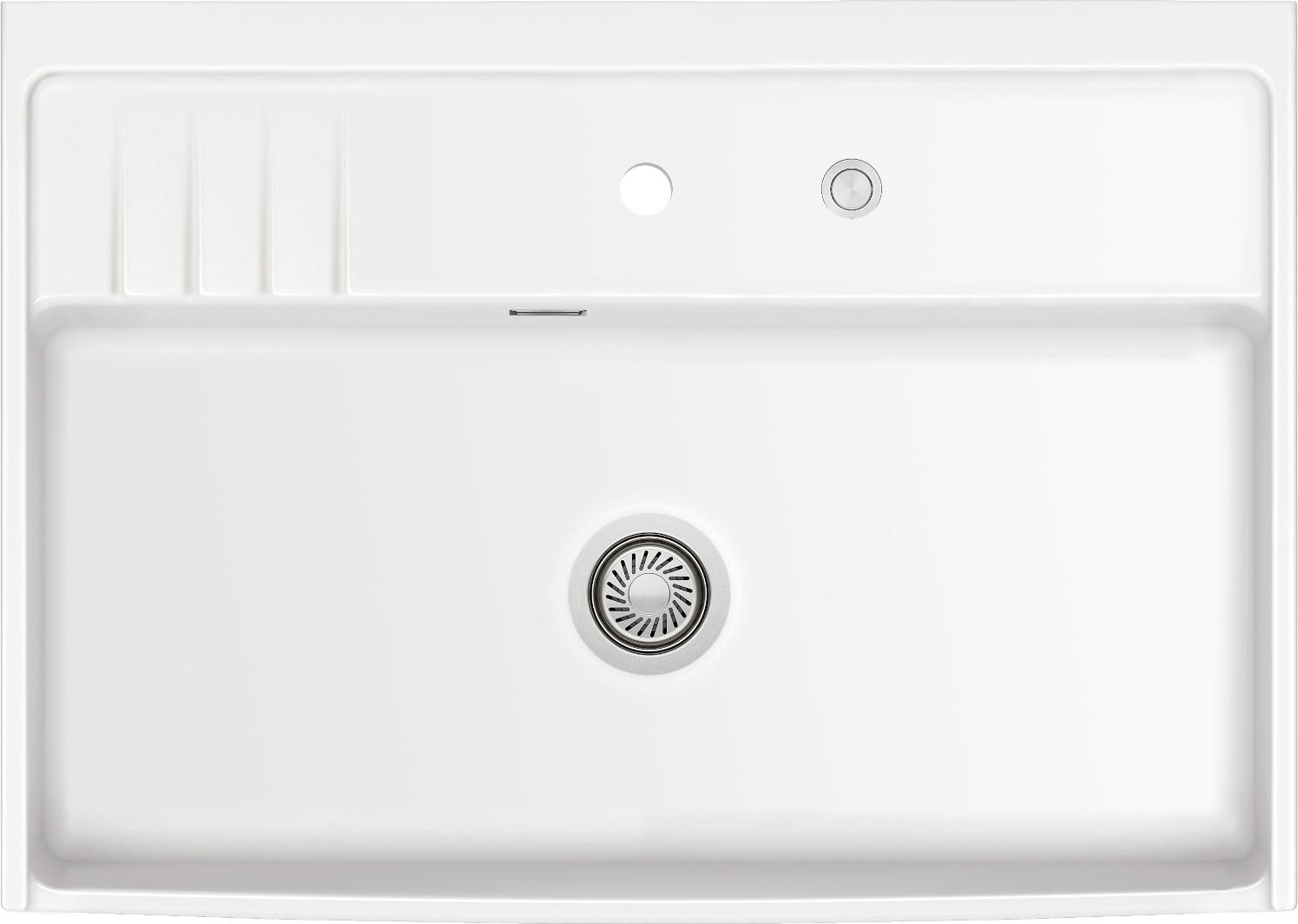 Elementspüle KeraDomo KENTRO 90 in GRÖNLAND mit Excenterbedienung / 600 mm AP-Tiefe / systemceram / Keramikspüle