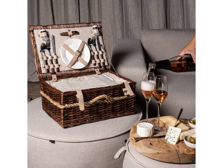 Kinzey Brown wilgen picknickmand voor 2 personen