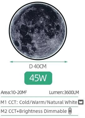 Uplifted Finds IRALAN Moon Wall Light 3D Earth Mural Remote Control LED Ceiling Lamp 40 Cm