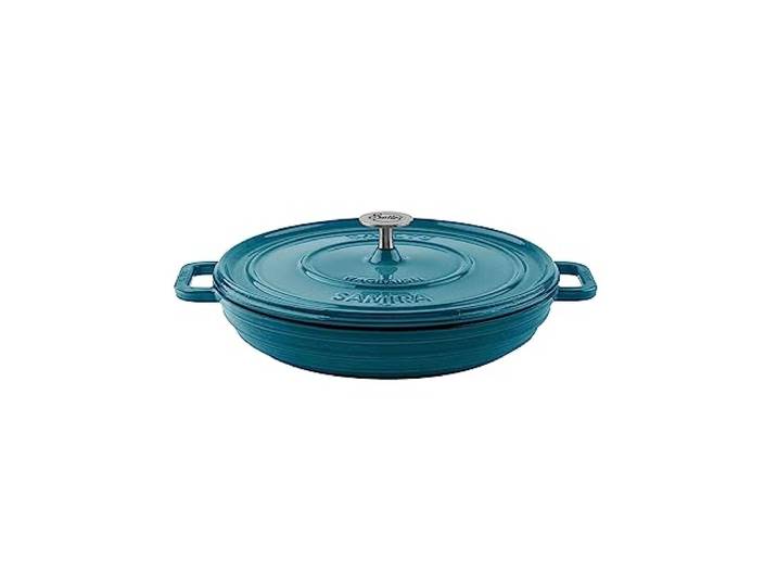 Sallys 'Samira' Deluxe Gusseisentopf - Robustes und Hochwertiges Kochjuwel für Perfektes Garen - für 2,2 Liter Inhalt, für alle Herdarten und ofenfest bis zu 250 Grad (Petrol)