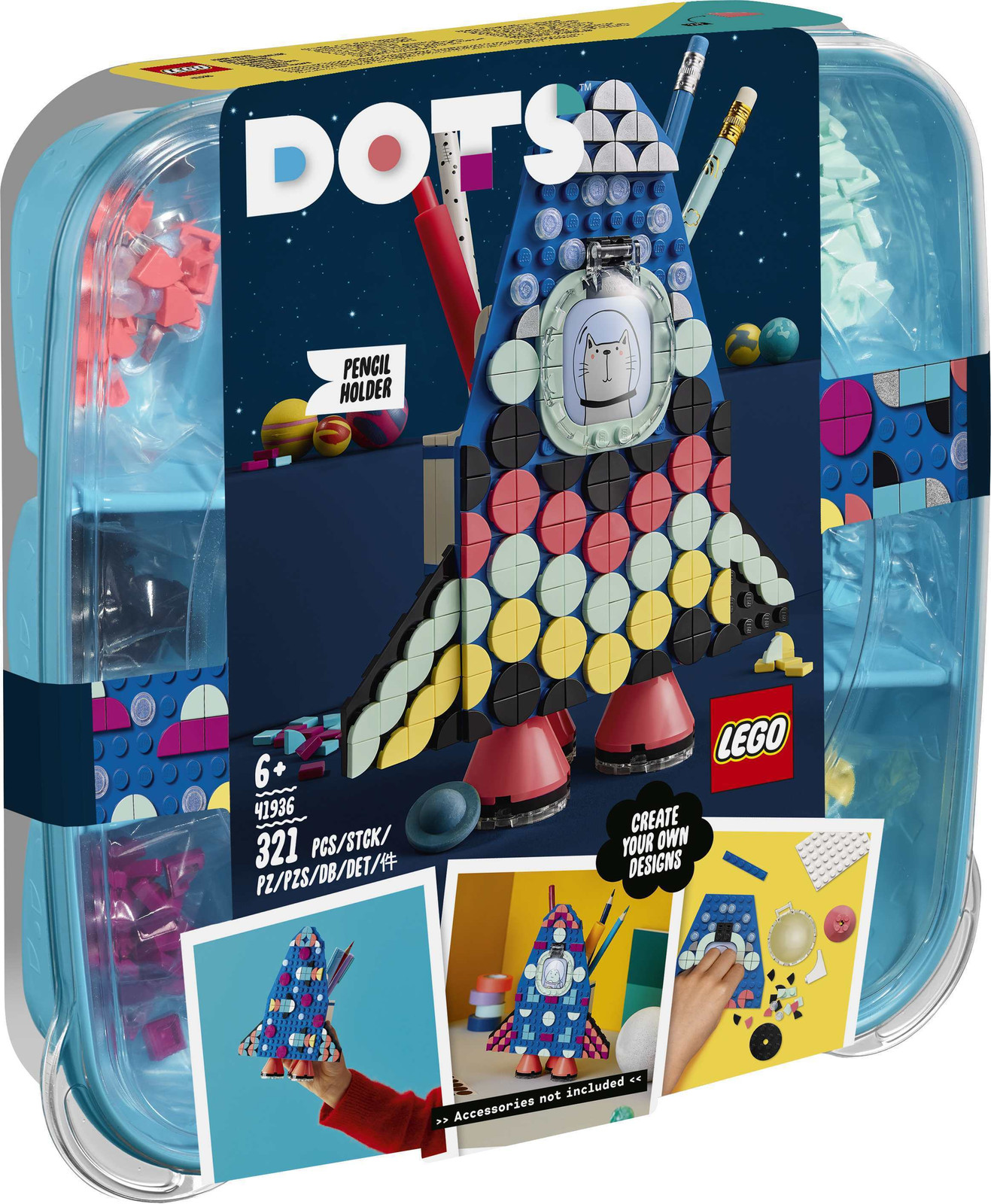 LEGO 41936 DOTS Raket-pennenhouder creatieve knutselset voor kinderen