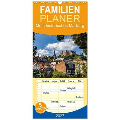 Familienplaner 2027 - Mein historisches Marburg mit 5 Spalten (Wandkalender, 21 x 45 cm) CALVENDO