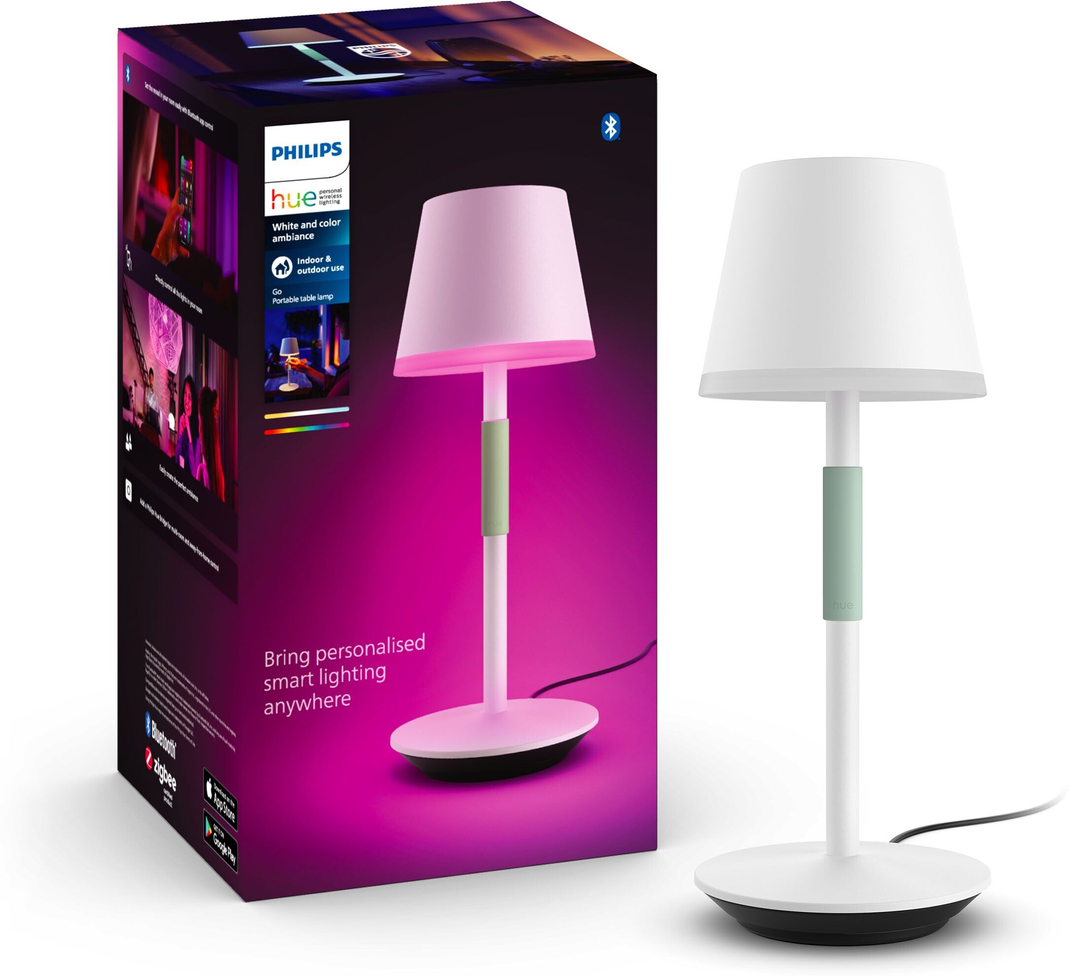 Philips Bordslampa Go HUE, med uppladdningsbart batteri, 6W, vit