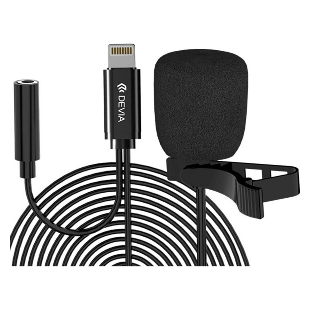Devia Microphone Cravate Filaire Lightning Avec Pince - Enregistrement HD - Longueur 1.5m - Noir - (EM065)