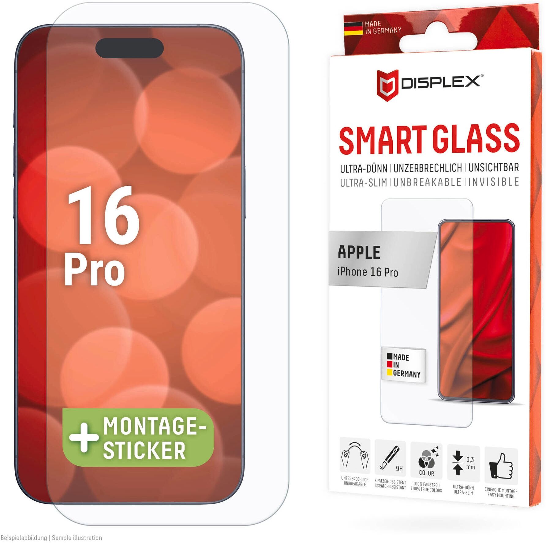 Displex Displayschutzglas "Smart Glass Screen Protection", transparent, B:9cm H:1,3cm T:19,8mm, Displayfolien, Displayschutzfolie, Schutzfolie, Bildschirmschutz, kratz- & stoßfest, Displayschutzglas