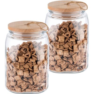 Vorratsglas APS "Woody", transparent, B:14cm H:21,5cm L:14cm Ø:14cm, Glas, Lebensmittelaufbewahrungsbehälter, inkl. Holzdeckel, 2,5 Liter