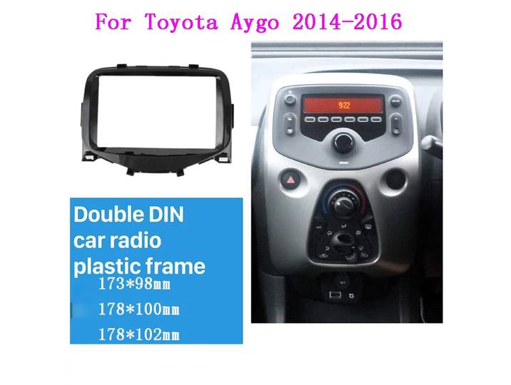Cadre de panneau de Fascia DVD stéréo pour autoradio Double Din, cadre GPS pour Toyota Aygo 2014 – 2018 Peugeot 108 citroën C1, Kit de tableau de bord