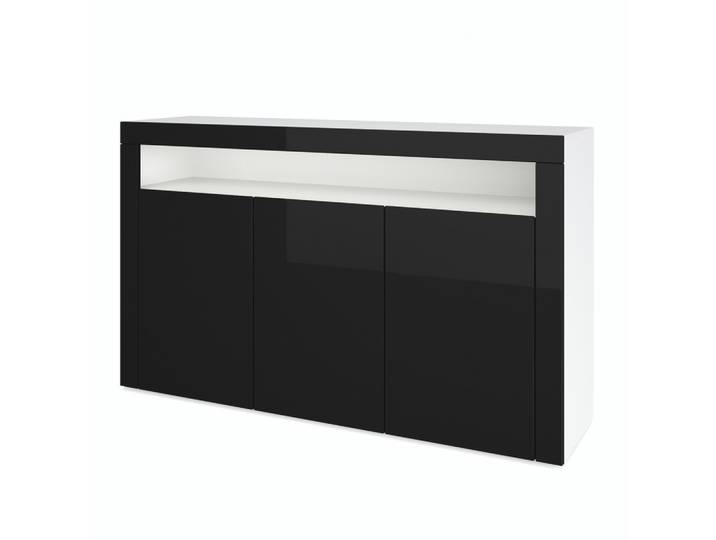 SIDEBOARD Valencia Schwarz Hochglanz / Schwarz Hochglanz