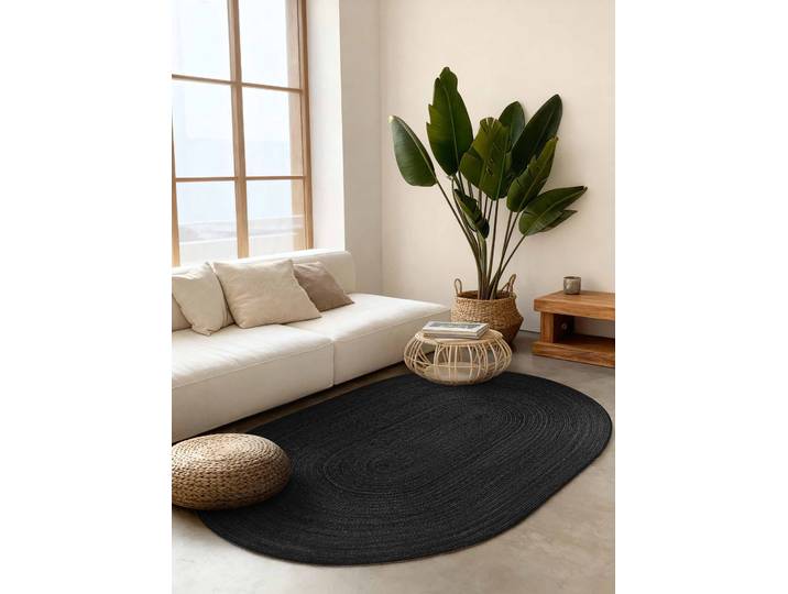 Juteteppich Rangpur Oval Schwarz/Schwarz 160 x 1 x 230cm Jute
