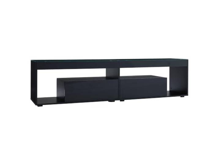 LED TV-Schrank 70 Zoll Schwarz mit 2 Schubladen Hochglanz Schwarz, 180x46x40cm, 2 Schubladen, gehärtetes Glas, LED-Steuerung per App, max. Tragfähigkeit 60 kg