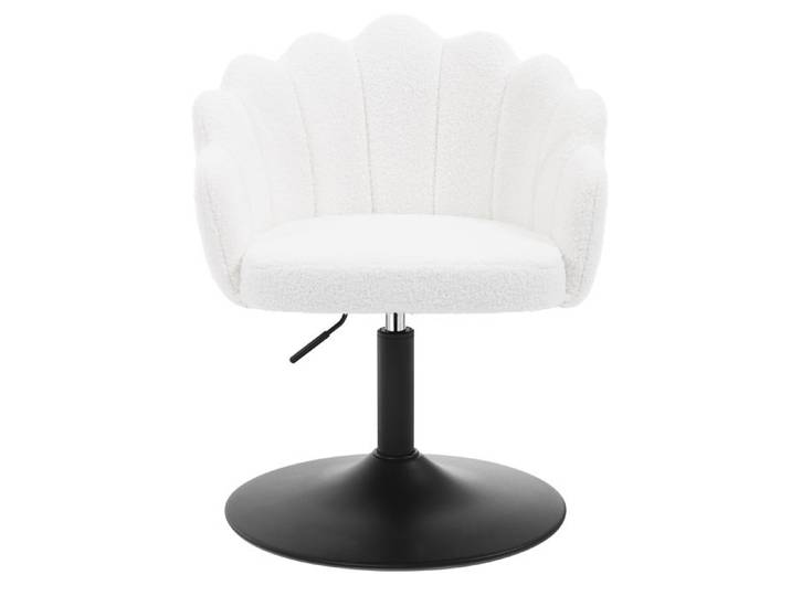 WOLTU Fauteuil Maquillage Tissu Bouclé - Dossier Pétale Hauteur réglable - chaise pivotant - Pour Bureau/chambre - Blanc