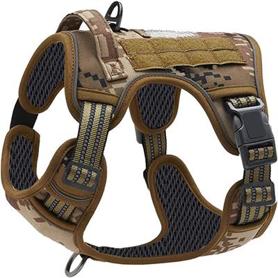 Fusion Finds No Pull Dog Harness Tactical Military Dog Harness With Reflective Straps & Control Handle camouflage l