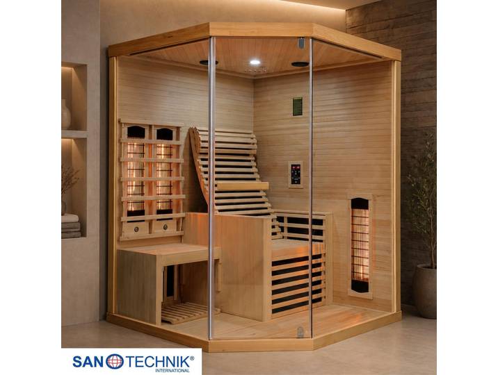 Sanotechnik Infrarotkabine Carbon 3, Naturfarben, Holz, Hemlocktanne, 150x195x150 cm, Freizeit & Co, Wellness & Gesundheit, Infrarotkabinen