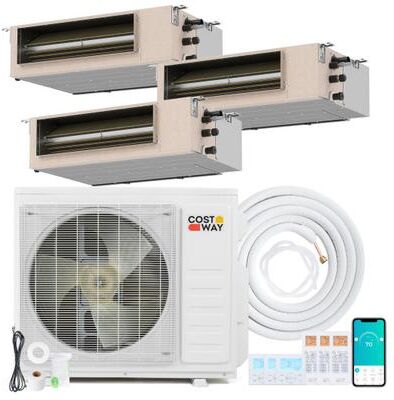 Costway X-Pro 27000 BTU 3 Zone 24 SEER2 Concealed Ducted Mini Split AC-9K + 9K + 9K